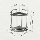 TEKNOTEL İKİ KATLI KANCALI BANYO RAFI MAT SİYAH LM008H - 5