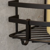 TEKNOTEL İKİ KATLI KANCALI BANYO RAFI MAT SİYAH LM008H - 2