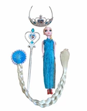 Turkafone Elsa 30cm Et bebek ve Tokalı Saç Taç Asa Seti thumbnail 1