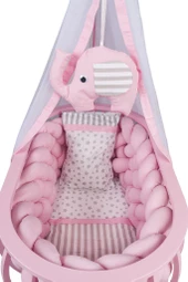 TommyBaby Lina Sepet Beşik Ahşap Beşik Örgülü Uyku Setli Doğal Ahşap Beşik - 10