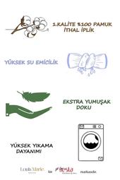 Louis Marie | 50x90 + 70x140  cm | Diamond | %100 Pamuk | Kahve Beyaz | 4'lü | Banyo Havlusu Seti - 4