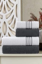 Diamond 50X90-70X140 4 Parça Antibakteriyel Banyo Havlu Takımı Antrasit - 1