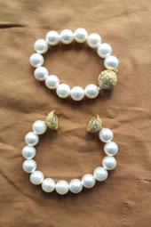 2 Adet Gold Mıknatıslı Krem İncili Perde Tutacağı & Perde Süsü 20cm - 3