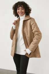 Kapitone Rahat Kalıp İçi Peluş Mont - Kamel thumbnail 2