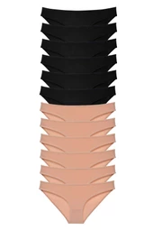 12 adet Süper Eko Set Likralı Kadın Slip Külot Siyah Ten thumbnail 1