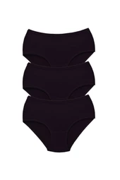3 Adet Tutku Kadın Yüksek Bel Bato Kalın Lastik Külot Siyah thumbnail 1