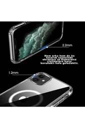 Iphone 12 Pro Kılıf Kamera Lens Korumalı Magsafe Destekli Şeffaf Darbe Emici Sert Kapak - 4