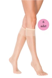 6 Adet Süper Ince 15 den Mat Pantolon Çorabı Açık Ten - 1
