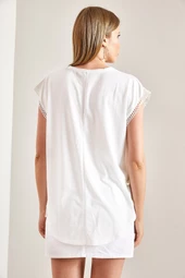 Kadın Yandan Bağlamalı Kadın Baskılı Tshirt - 2