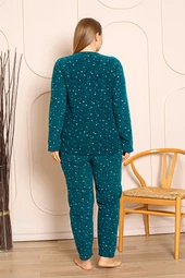 Nisanca Büyük Beden Peluş Polar Pijama Takımı- Kışlık Büyük Beden Kadın Pijama - 10