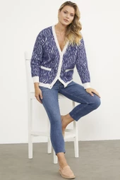 Renk Kombinli Yumoş Triko Hırka - Beyaz thumbnail 1