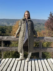 KADIN ŞİŞME UZUN KABAN HAKİ - BUTİK ESRA KANDEMİR 41105 thumbnail 8