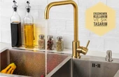 Sardıcı Melfa Series Gold 5 Yıl Garanti Süreli Çift Su Girişli Pirinç Malzeme Mutfak Bataryası PRA-7745376-5144 - 4