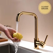 Sardıcı Melfa Series Gold 5 Yıl Garanti Süreli Çift Su Girişli Pirinç Malzeme Mutfak Bataryası PRA-7745376-5144 - 1