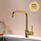 Sardıcı Melfa Series Gold 5 Yıl Garanti Süreli Çift Su Girişli Pirinç Malzeme Mutfak Bataryası PRA-7745376-5144 - 2