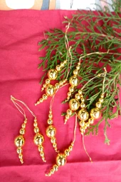 10 Adet Parlayan Gold Boncuklu Yılbaşı Ağaç Süsü  - Mini Süs - 6
