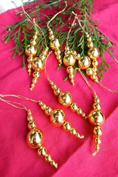10 Adet Parlayan Gold Boncuklu Yılbaşı Ağaç Süsü  - Mini Süs - 3