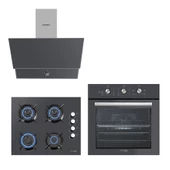 Kumtel Kristal Antrasit ( Gri ) Cam Ankastre Set - 1