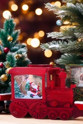 Kırmızı Noel Babalı Led Işıklı Tren - 1