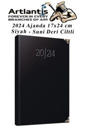 2024 Ajanda 17X24 cm Çizgili 1 Adet Günlük Planlayıcı Suni Deri Ciltli Ajanda 2024 Ofis Okul Büro - 2