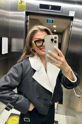 Wool İçi Teddy Mini Ceket - EKRU - 10