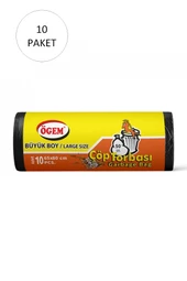 Büyük Boy Çöp Torbası 65 x 80 cm 10 Lu Rulo x 10 Paket = 100 Adet (Siyah) - 1