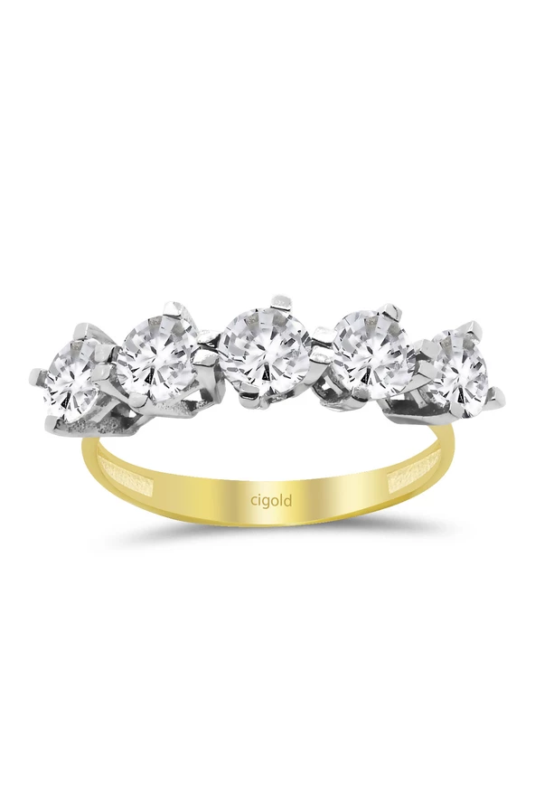 Cigold 14 Ayar Beştaş Yüzük OA-17K1YZK0275025115 - 2
