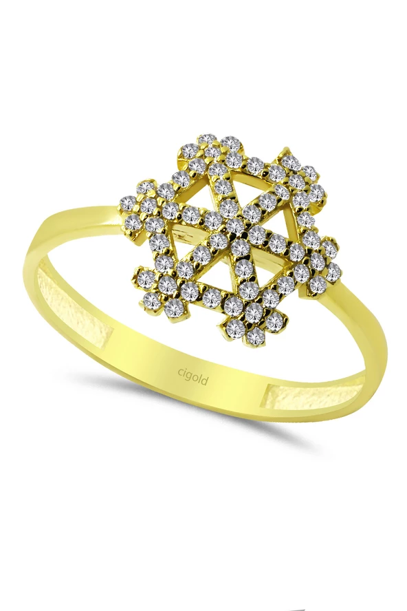 Cigold 14 Ayar Taşlı Yüzük OA-17K1YZK0185015141 - 2