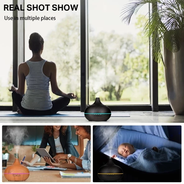 Aroma Difüzör Gece Işığı 7 Led Nemlendirici Kumandalı Buhar Makinesi 550ML. - 10