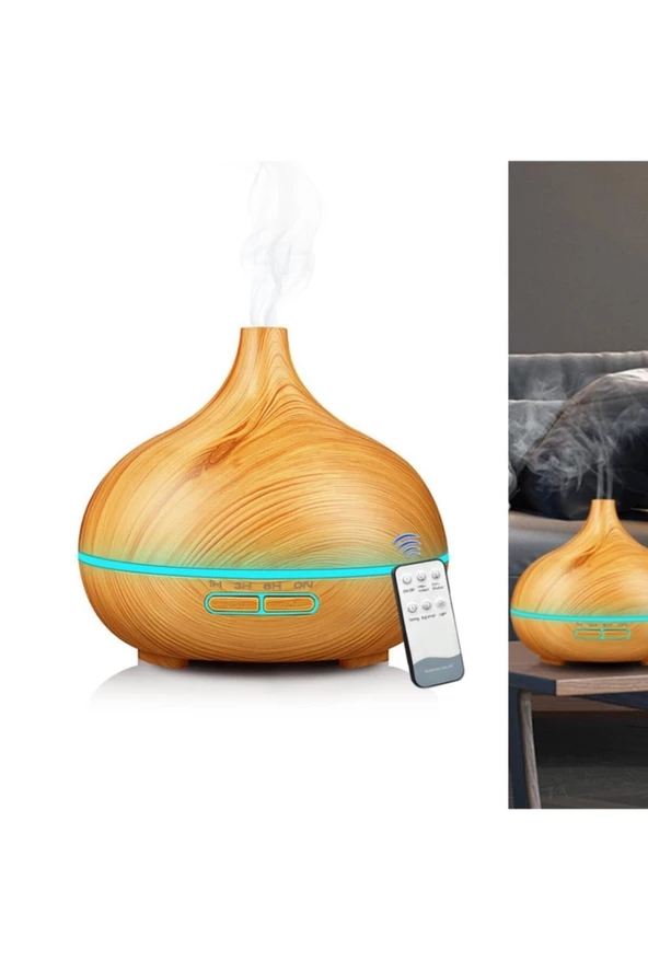 Aroma Difüzör Gece Işığı 7 Led Nemlendirici Kumandalı Buhar Makinesi 550ML. - 2