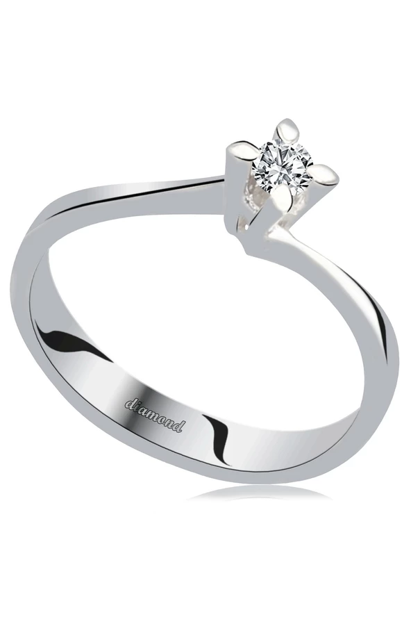 Cigold Tektaş Pırlanta Yüzük 14 Ayar Altın 0,08 Ct OA-6258