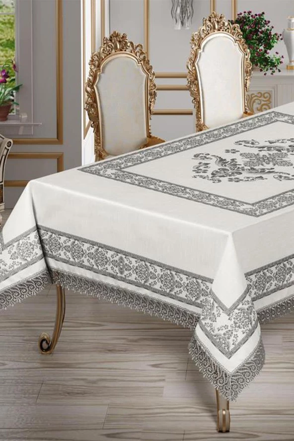 Suna Dantelli Dikdörtgen Baskılı Masa Örtüsü - 7