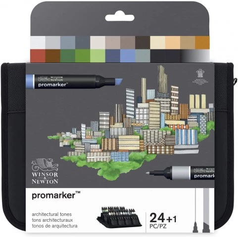 Winsor Newton Promarker 24'lü Wallet Set - Mimari Tonlar (Architectural Tones)