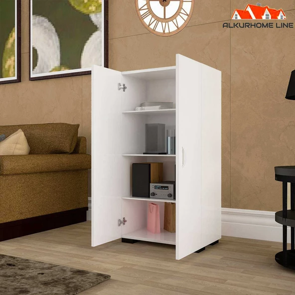 FÜRUZAN 2 Kapaklı 4 Raflı Çok Amaçlı Dolap, Ayakkabılık, Kiler Dolabı, Ofis Dolabı - 2