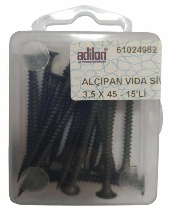 ADİLON ALÇIPAN VİDA SİVRİ 3,5 X 45-15'Lİ - 2