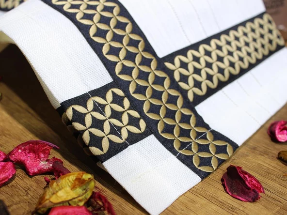 Bera Nakışlı Keten A.Servisli Masa Örtüsü Takımı 14 Parça - Resim 10