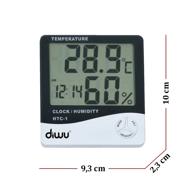 Diwu HTC-1 ve DC102 Termometre Nem Ölçer Saat Seti - 2