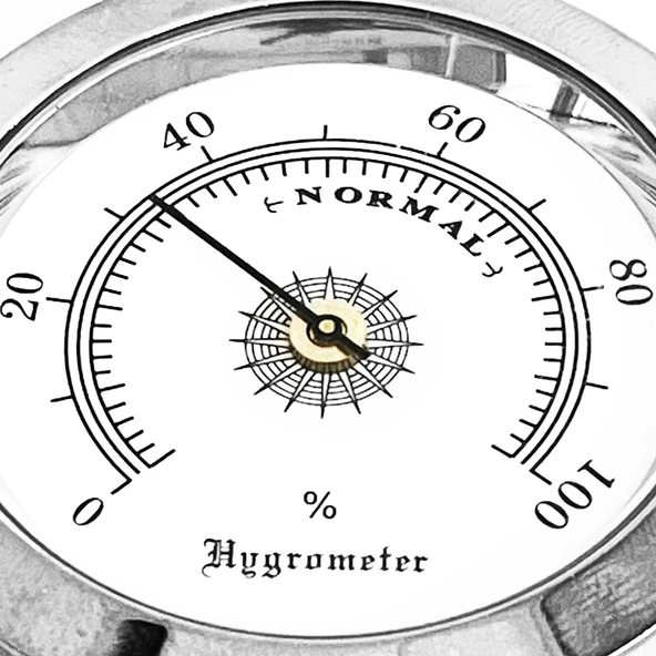 Analog Higrometre Nem Ölçer Humidor Puro Kutusu İçin Metal Çerçeve Beyaz 50mm - 6
