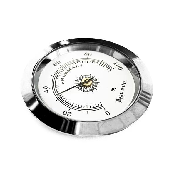 Analog Higrometre Nem Ölçer Humidor Puro Kutusu İçin Metal Çerçeve Beyaz 50mm - 5