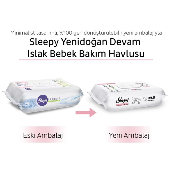 Sleepy Yenidoğan Devam Islak Bebek Bakım Havlusu 24x50 (1200 Yaprak) - 7