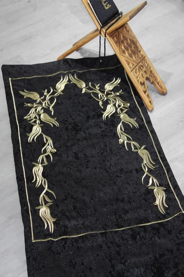 Çeyiz Diyarı Tacmahal Lale Desen Nakışlı Seccade - 11