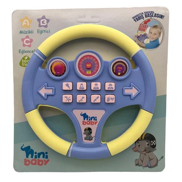 Erdem Oyuncak Nini Baby Direksiyon Eğitici Sesli Müzikli 21*21 cm 8 Tuşlu Oyuncak Direksiyon - 2