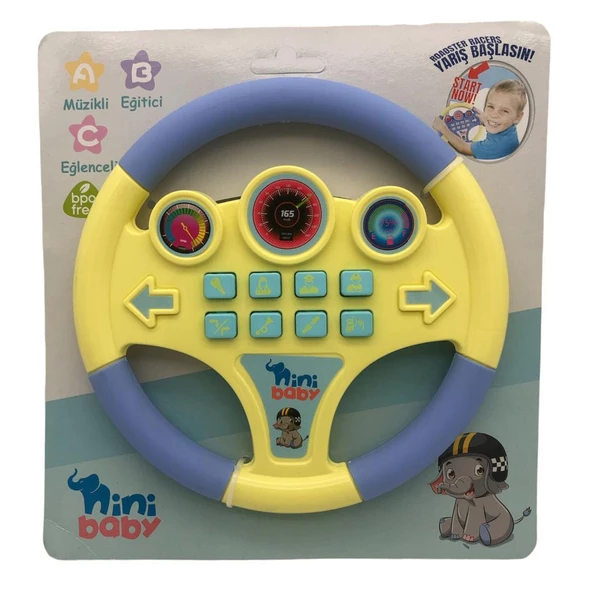 Erdem Oyuncak Nini Baby Direksiyon Eğitici Sesli Müzikli 21*21 cm 8 Tuşlu Oyuncak Direksiyon - 4