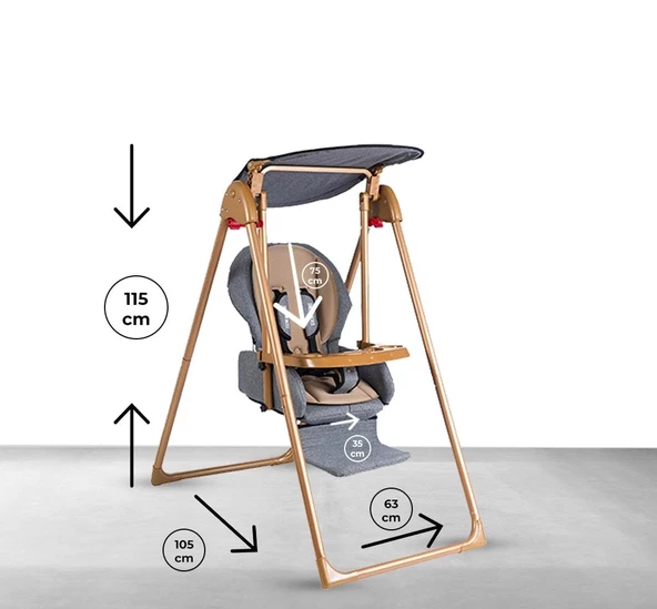 Tommybaby Crazy Gold Salıncak Bebek Çocuk Salıncağı Mama Sandalyesi - 5