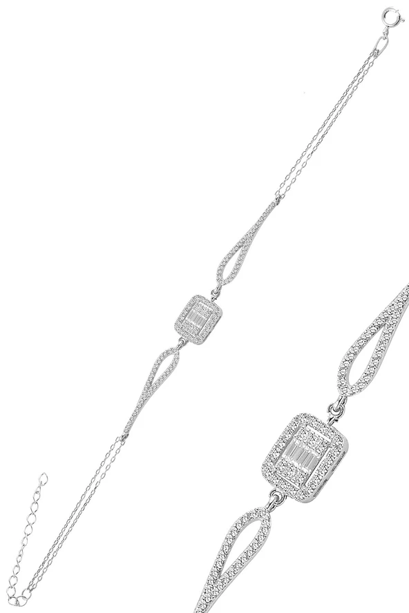 Gümüş rodyumlu baget taşlı dörtlü set SGTL10954RODAJ - 2