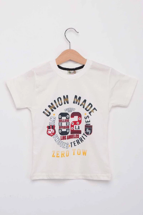 WALOX *  Baskılı Kısa Kollu Erkek Çocuk T-shirt | Krem   WALOX JİBOWE orjinal ürünler satıcısı