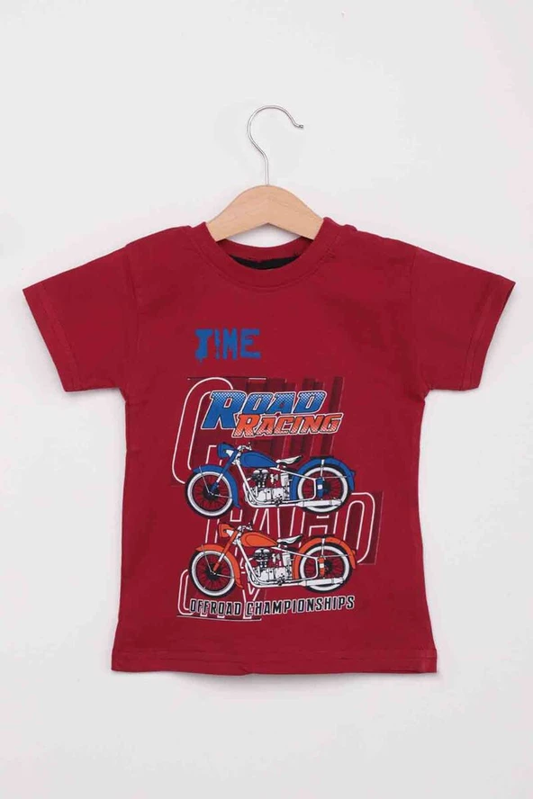 WALOX *  Baskılı Kısa Kollu Erkek Çocuk T-shirt 008 | Bordo   WALOX JİBOWE orjinal ürünler satıcısı