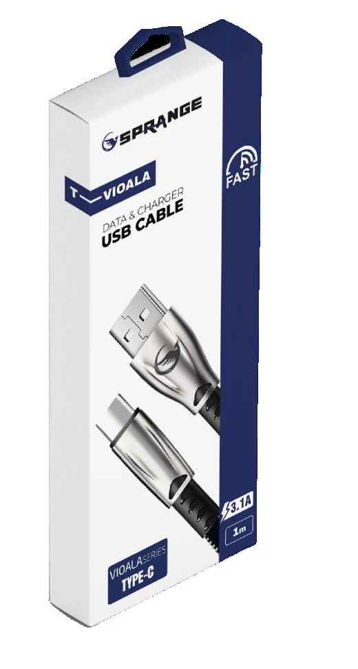 Sprange T-Viola Type-C Usb Metal Başlık 1Mt 3.1A Şarj ve Data Kablosu - 2