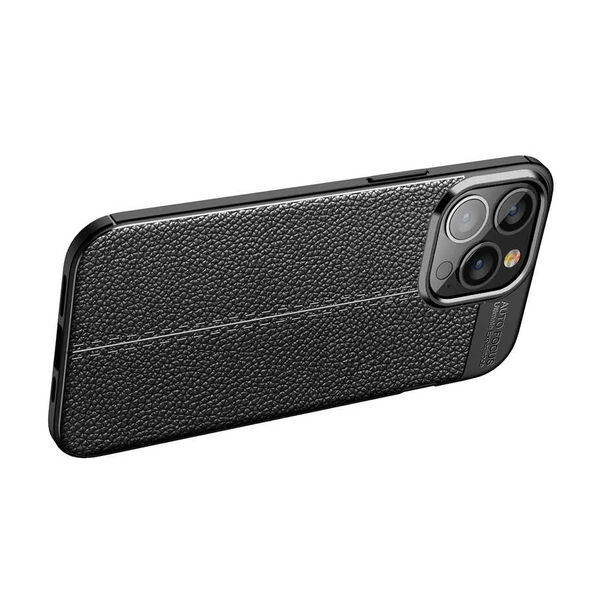 Vendas iPhone 14 Pro (14 Pro Uyumlu) Deri Desenli Niss Dikiş Tasarımlı Darbe Dirençli Silikon Kılıf + Seramik Nano Ekran Koruyucu - 8