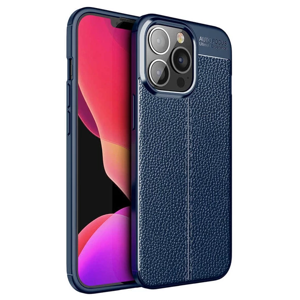 Vendas iPhone 14 Pro (14 Pro Uyumlu) Deri Desenli Niss Dikiş Tasarımlı Darbe Dirençli Silikon Kılıf + Seramik Nano Ekran Koruyucu - 2